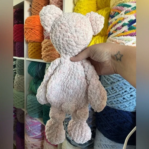 Handmade Crochet pink frosting bear knotted lovey - Picture 2 of 5